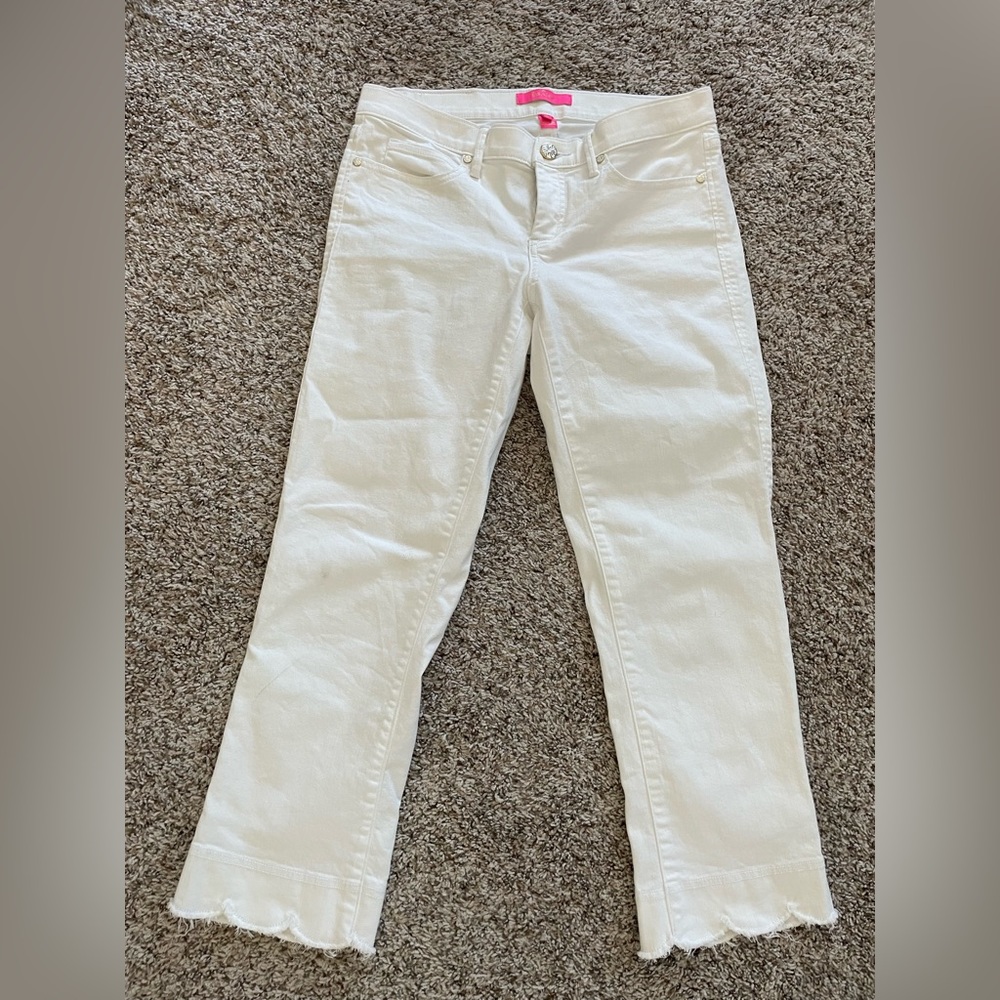 Lilly Pulitzer South Ocean cropped white jeans